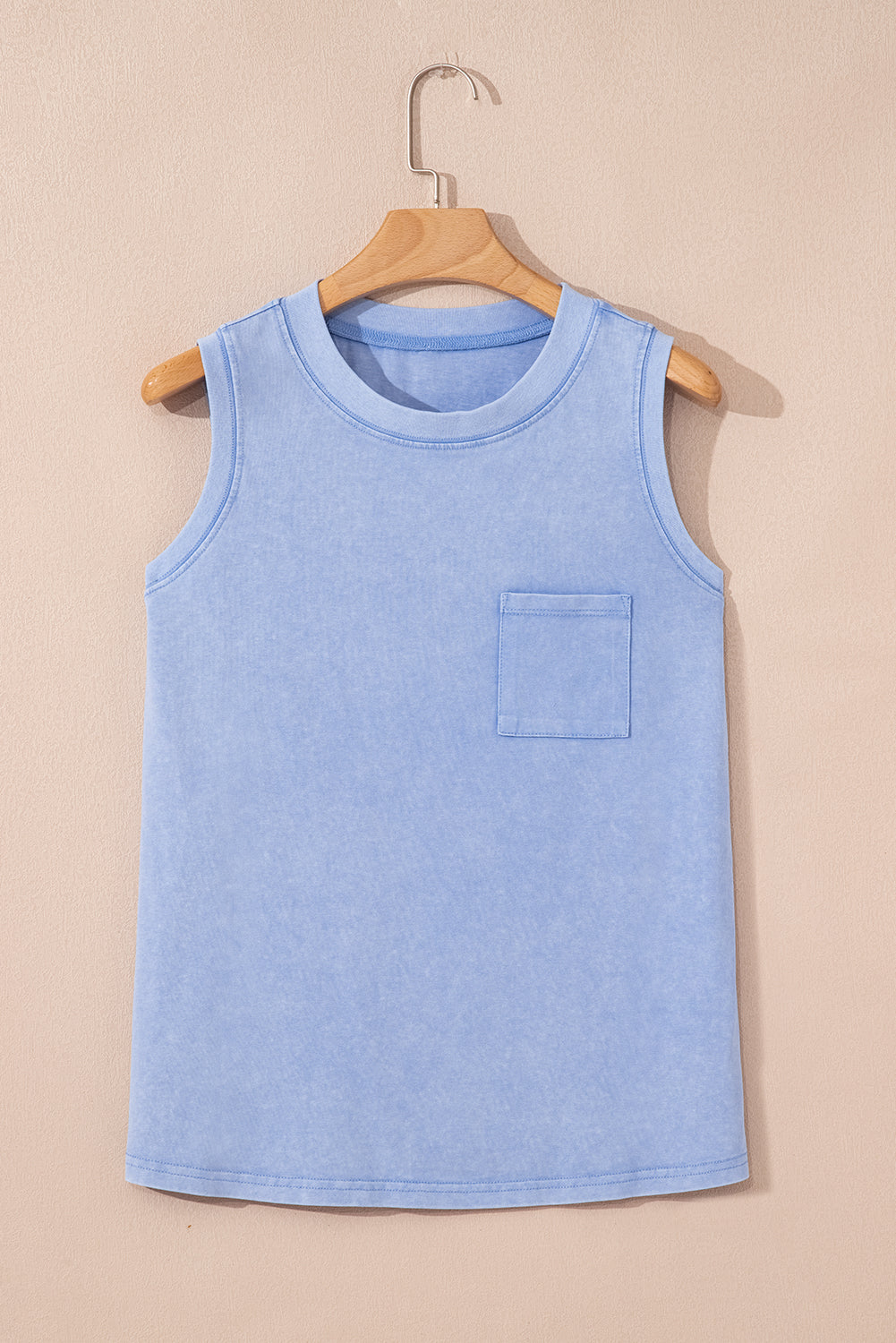 Mineral Wash Patch Tank Top (Blue)