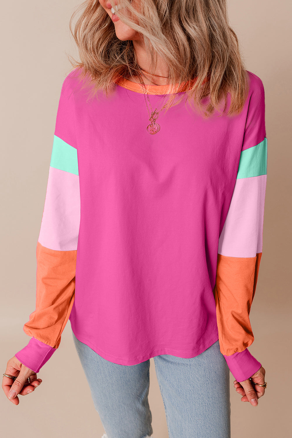 Rose Sherbet Stripe Oversized Top
