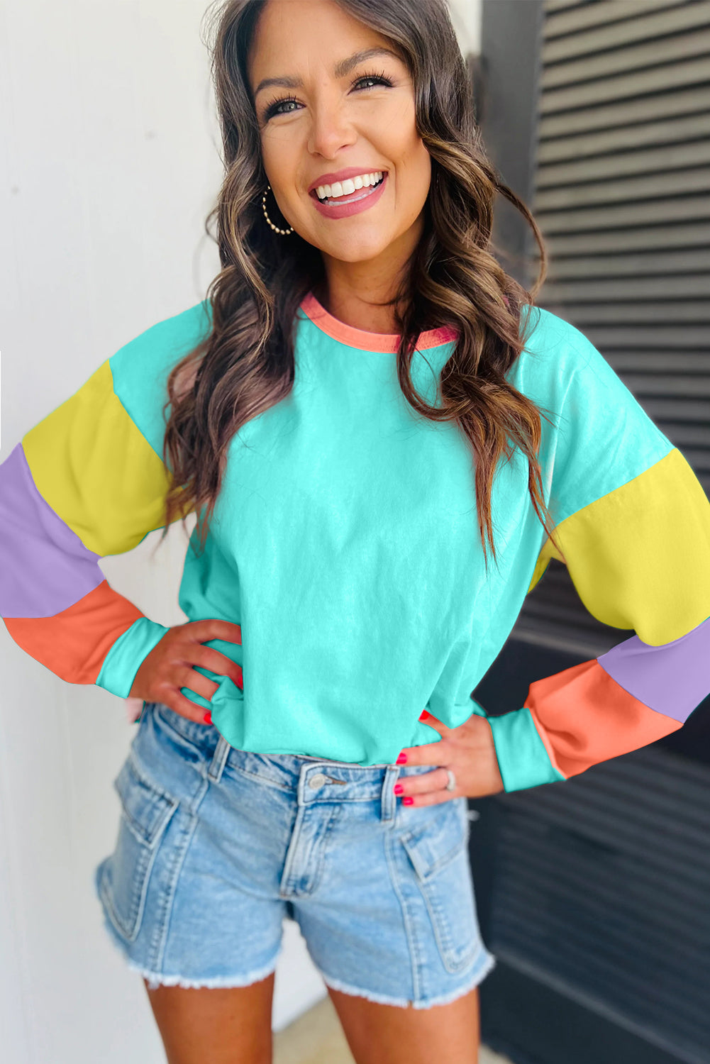 Teal Sherbet Stripe Oversized Top