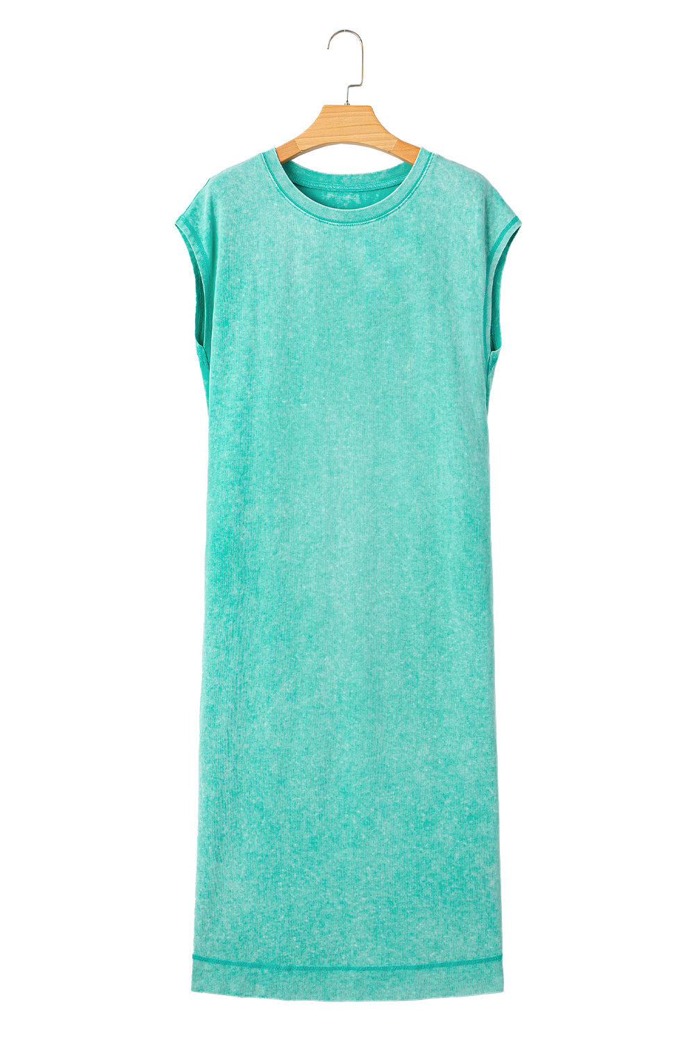 Mineral Wash Pocket Shirt Long Dress (Aqua)
