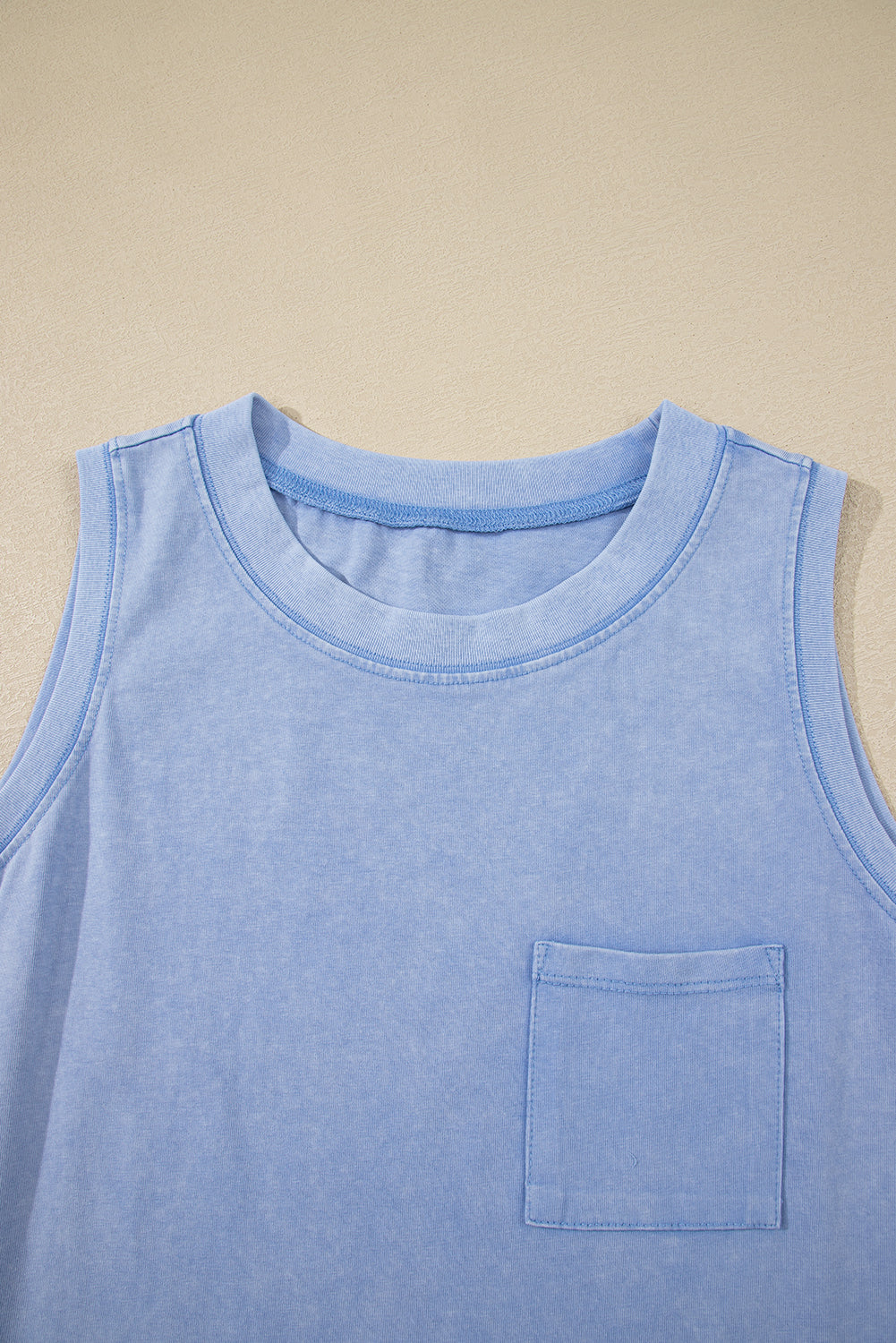 Mineral Wash Patch Tank Top (Blue)