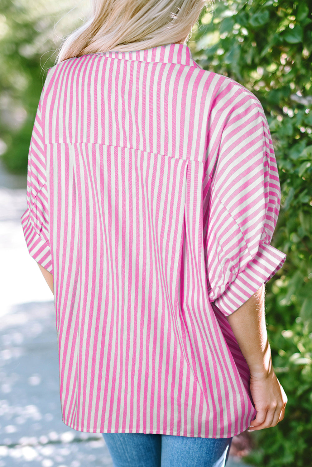 Pink Stripe Dolman Oversize Top