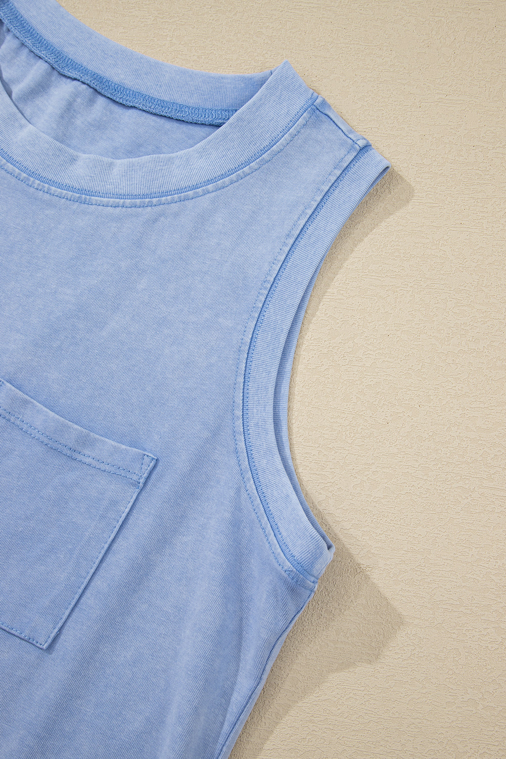 Mineral Wash Patch Tank Top (Blue)