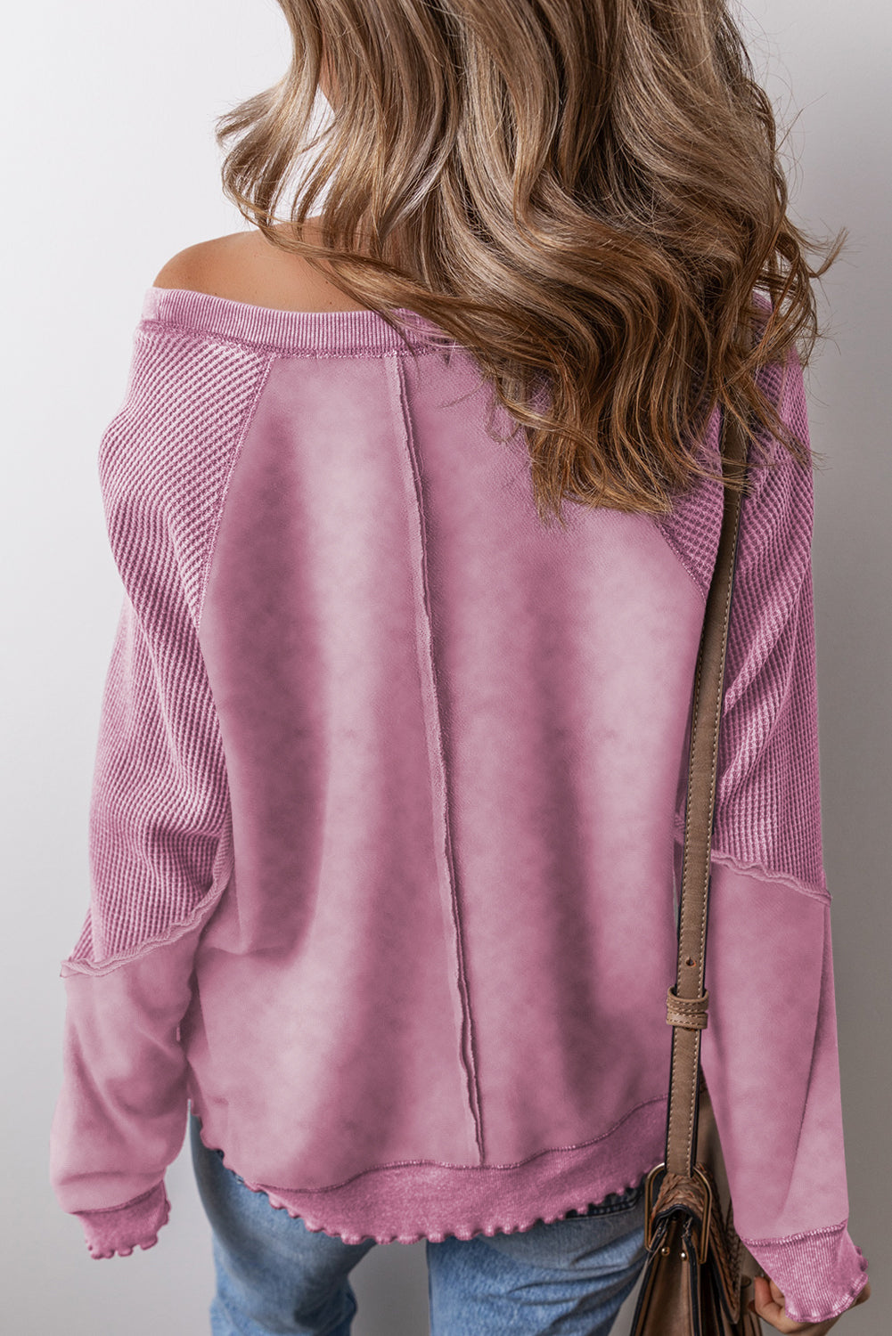 Oversized Waffle Sweatshirt (Pink)