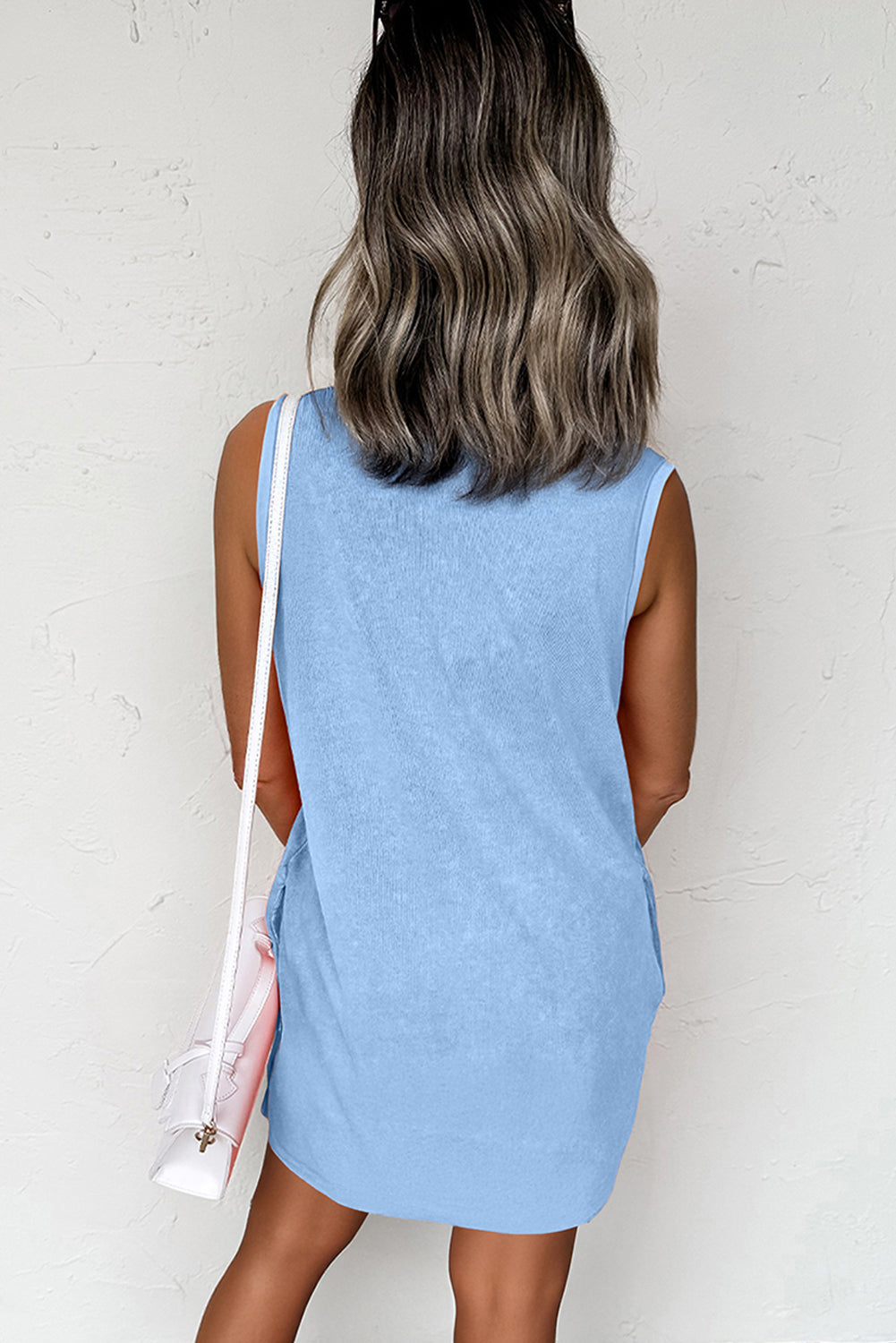 Mineral Wash Pocket Tank Dress (Blue)