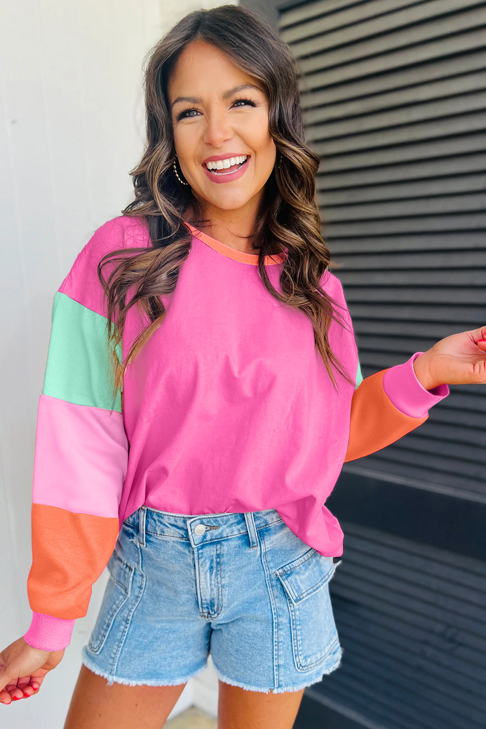 Rose Sherbet Stripe Oversized Top