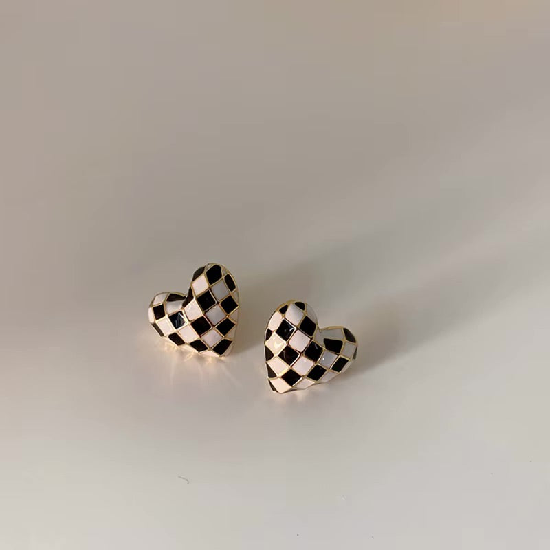 Checkered Love Stud Earrings