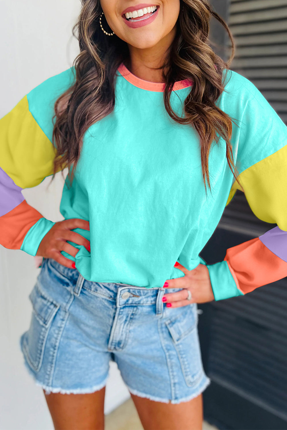 Teal Sherbet Stripe Oversized Top