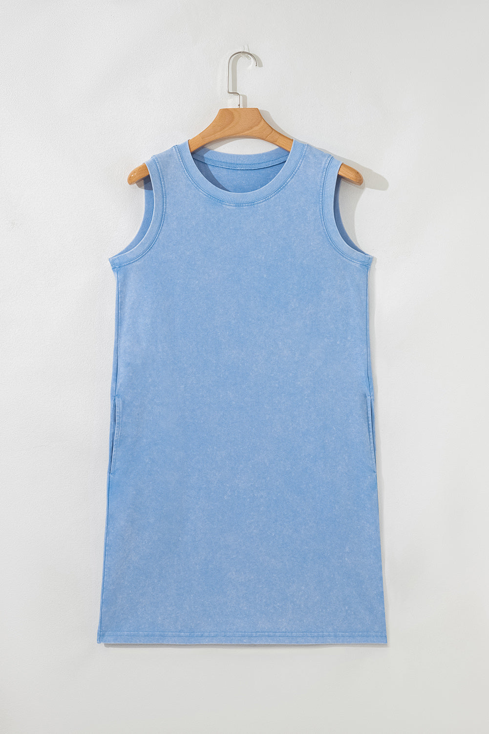 Mineral Wash Pocket Tank Dress (Blue)