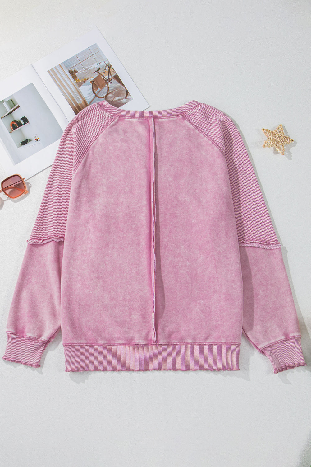 Oversized Waffle Sweatshirt (Pink)