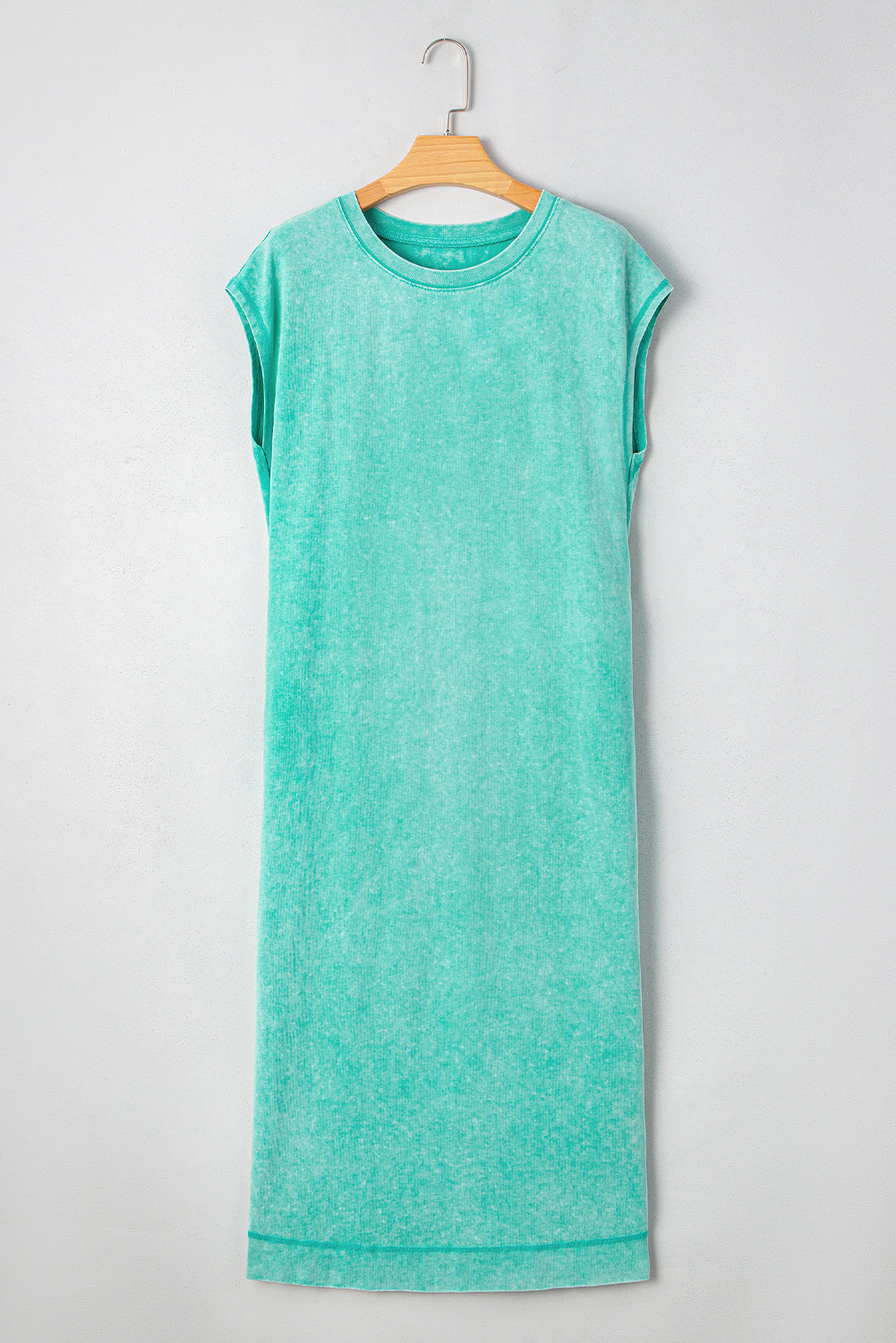 Mineral Wash Pocket Shirt Long Dress (Aqua)