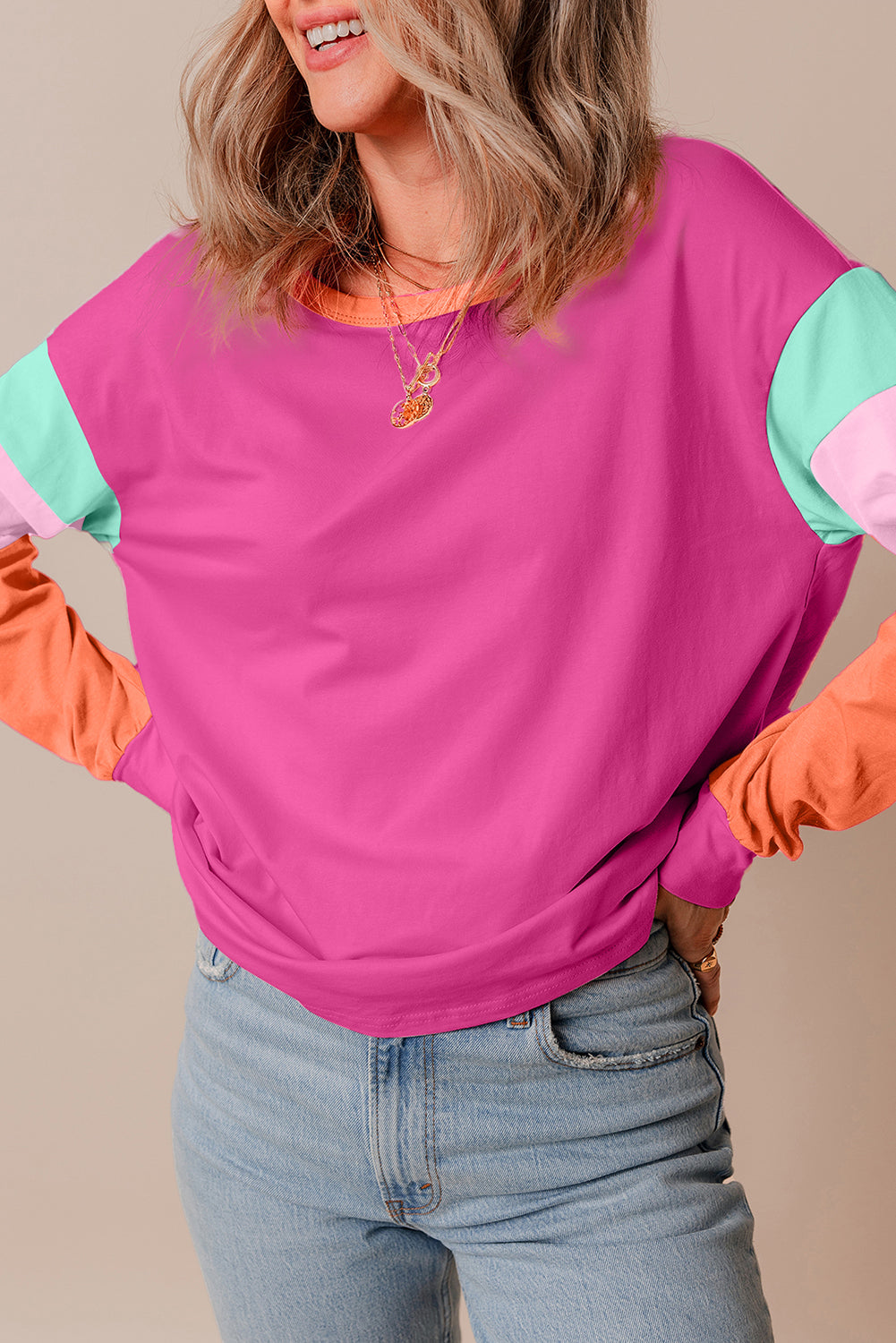 Rose Sherbet Stripe Oversized Top