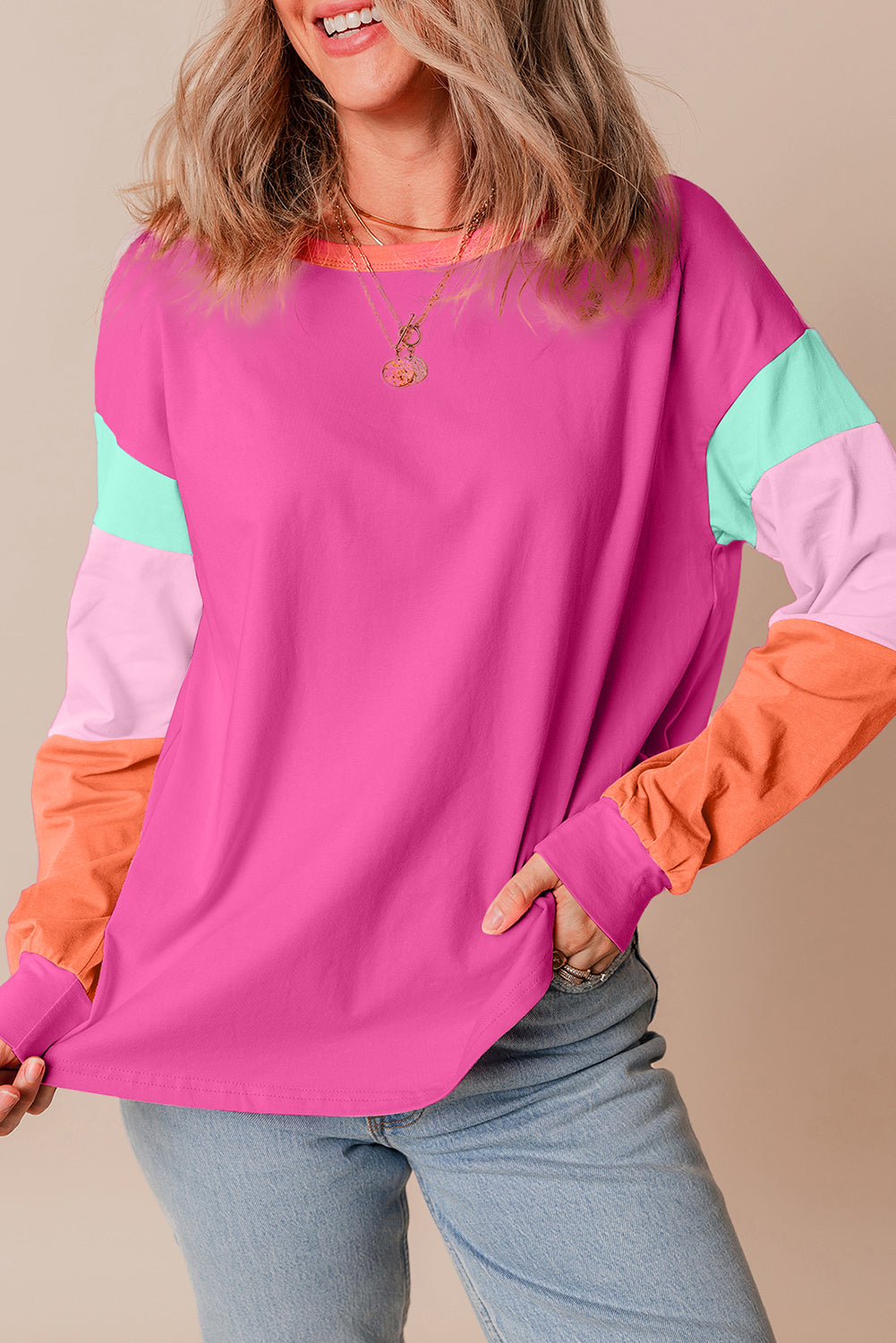 Rose Sherbet Stripe Oversized Top