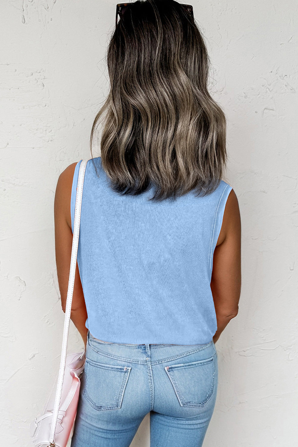 Mineral Wash Patch Tank Top (Blue)