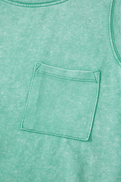 Mineral Wash Patch Tank Top (Green)
