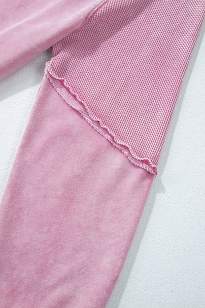 Oversized Waffle Sweatshirt (Pink)