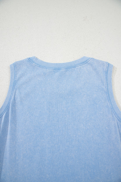 Mineral Wash Pocket Tank Dress (Blue)