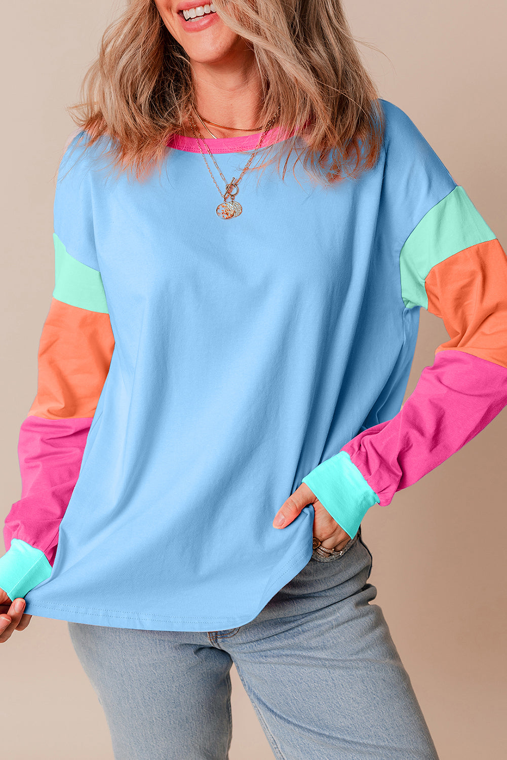 Blue Sherbet Stripe Oversized Top