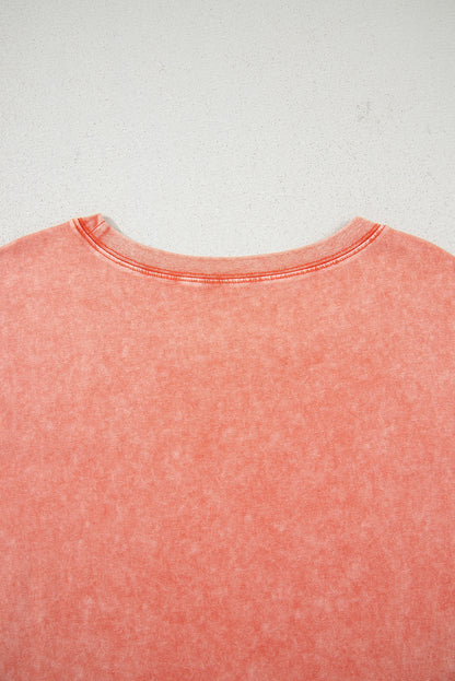 Mineral Wash Pocket Shirt Long Dress (Orange)