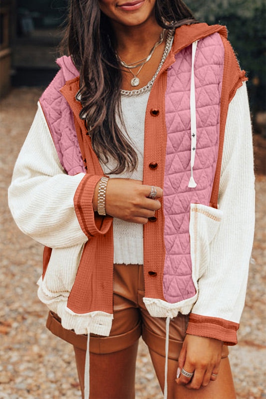 Carrie Quilt Hoodie (Pink/White)
