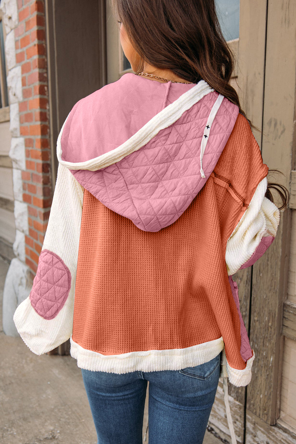 Carrie Quilt Hoodie (Pink/White)