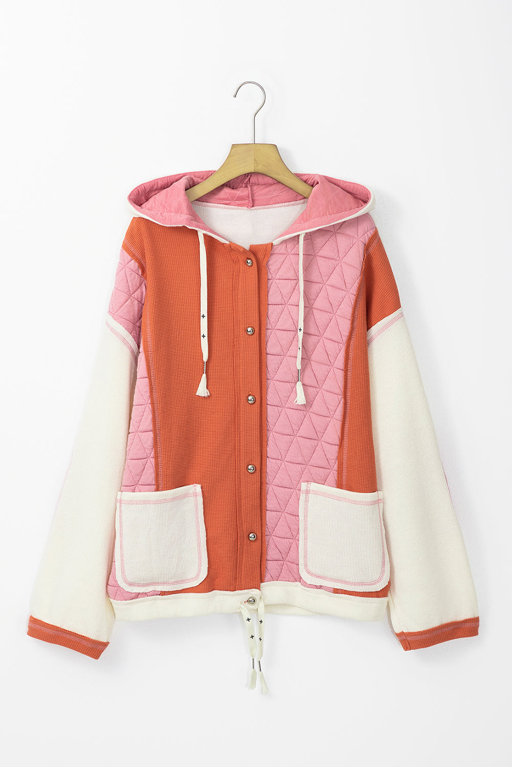 Carrie Quilt Hoodie (Pink/White)
