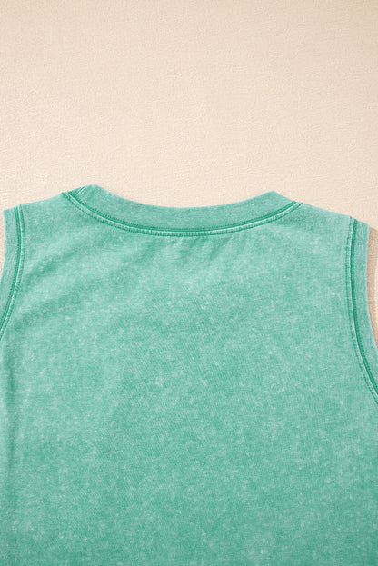 Mineral Wash Patch Tank Top (Green)