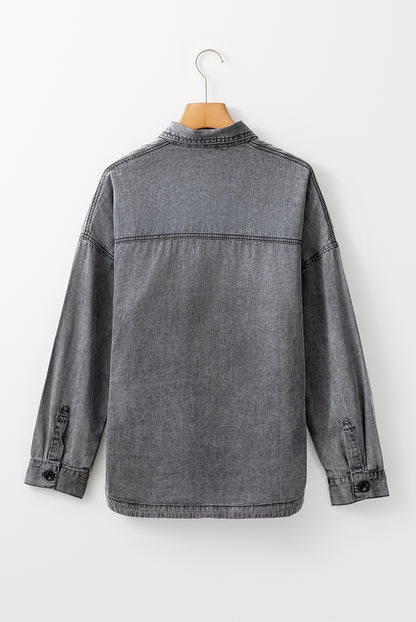 Grey Mineral Wash Denim Jacket