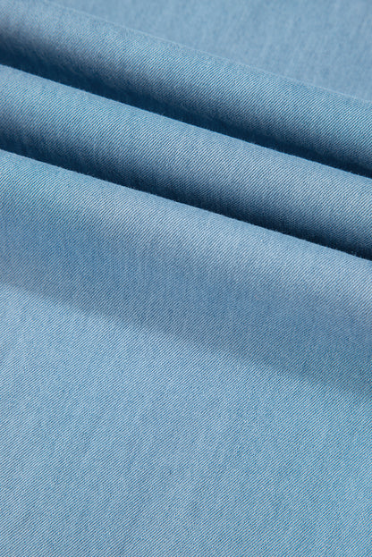 Light Wash Ruffled Wide Leg Jeans