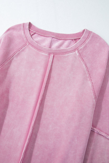Oversized Waffle Sweatshirt (Pink)