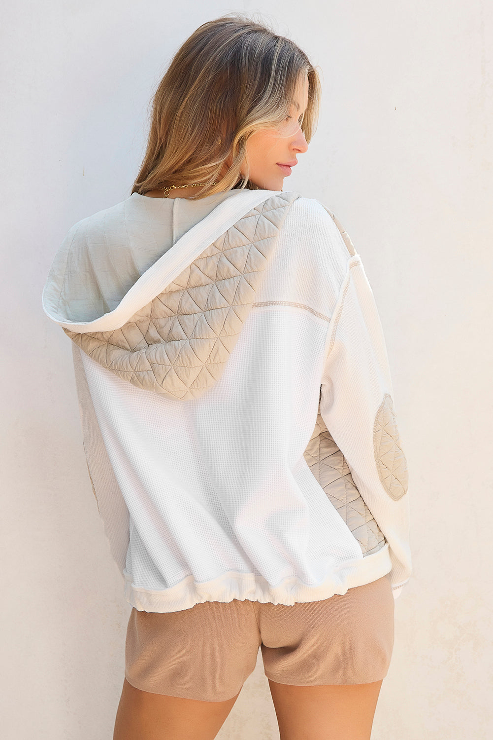 Carrie Quilt Hoodie (Ivory/Beige)