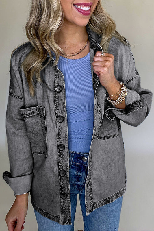 Grey Mineral Wash Denim Jacket