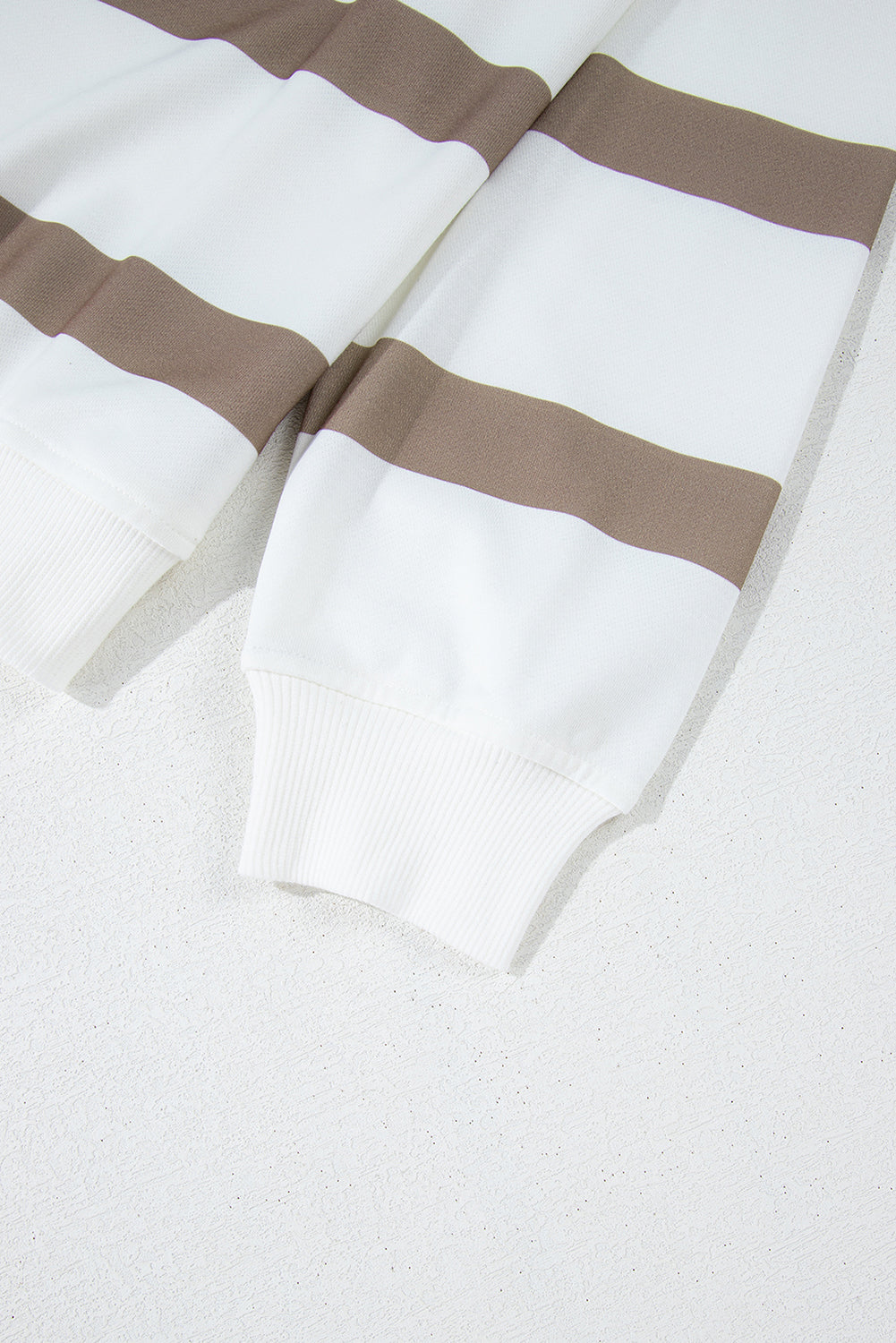 Beige Striped Drop Shoulder Pullover and Jogger Pants Set