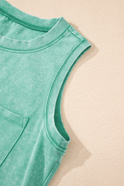 Mineral Wash Patch Tank Top (Green)