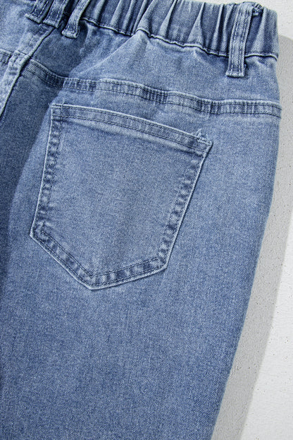 Foiled Star Patchwork Straight Leg Loose Jeans