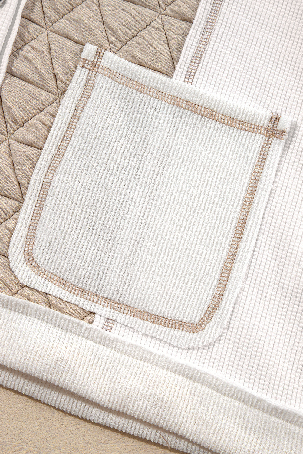 Carrie Quilt Hoodie (Ivory/Beige)