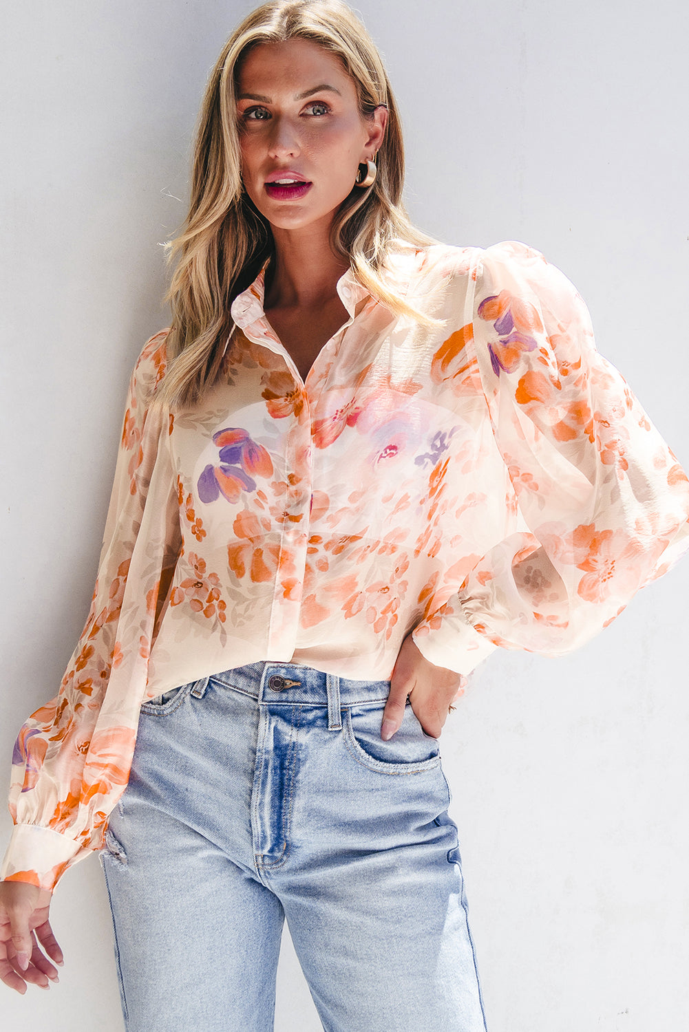 Floral Fling Balloon Sleeve Top