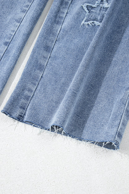 Foiled Star Patchwork Straight Leg Loose Jeans