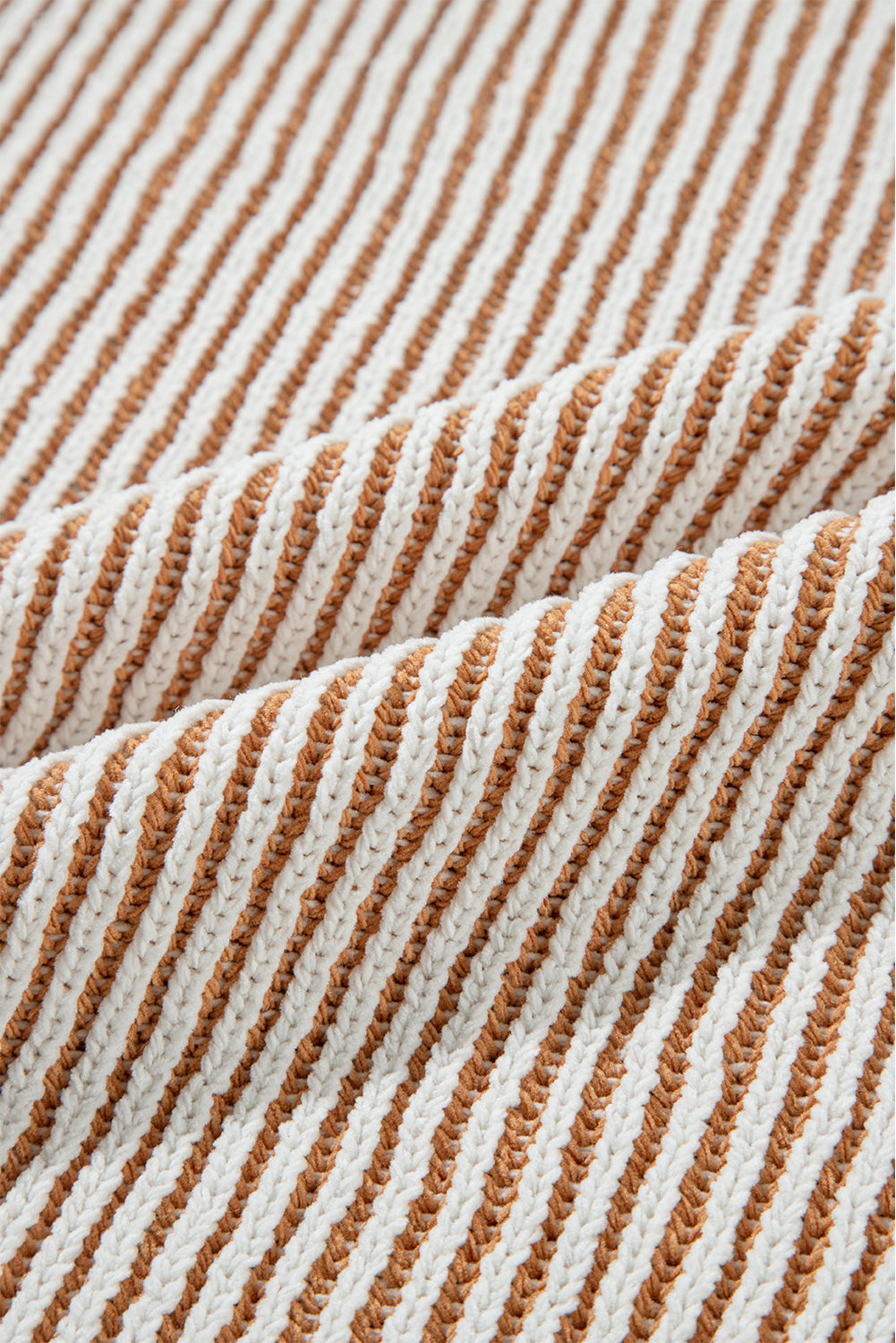 Beige Striped Knit Contrast Loose Sweater