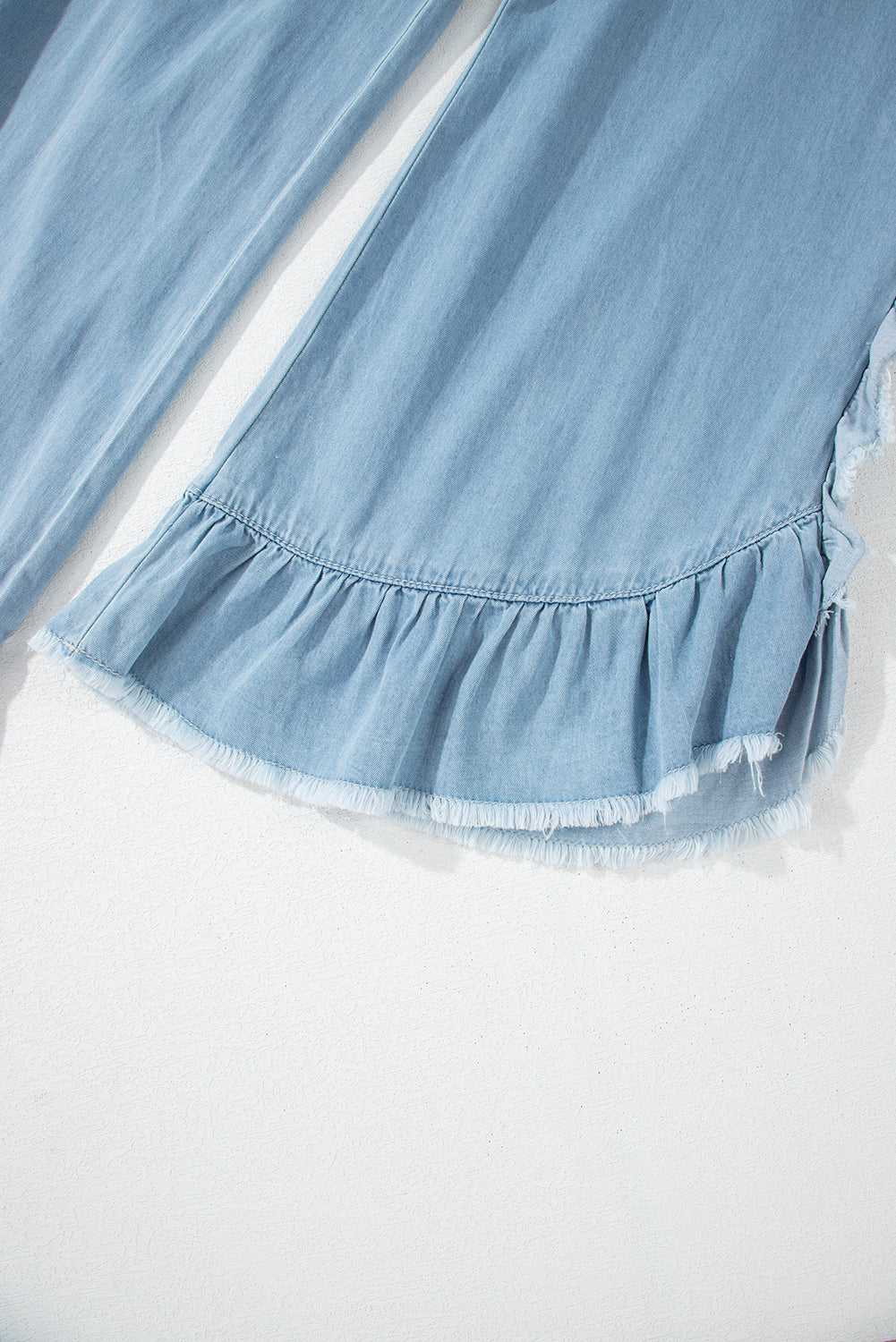 Light Wash Ruffled Wide Leg Jeans