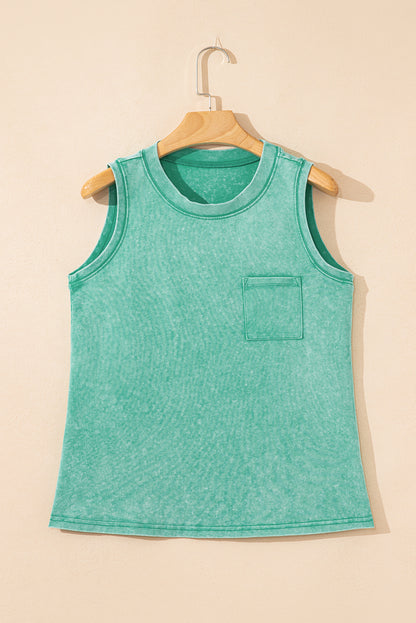 Mineral Wash Patch Tank Top (Green)