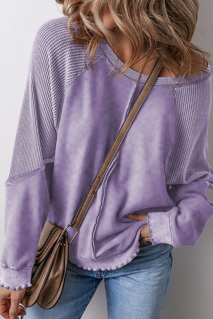 Oversized Waffle Sweatshirt (Purple)