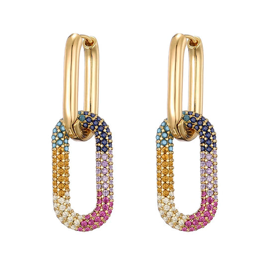 Chain Link Bling Dangle Earrings (Multiple Colors)
