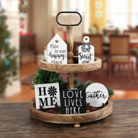 Home Sweet Home Farmhouse Tiered Tray Decor