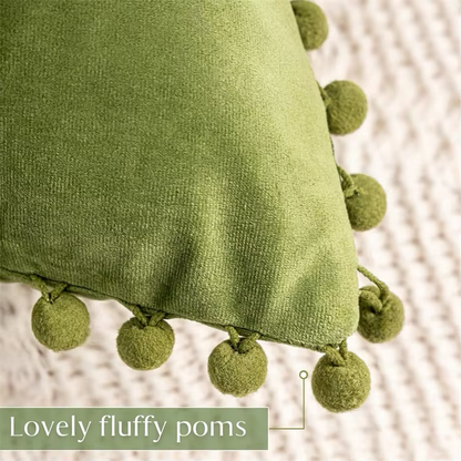 Velvet Dream Pom Pillow Cover (12 Colors)