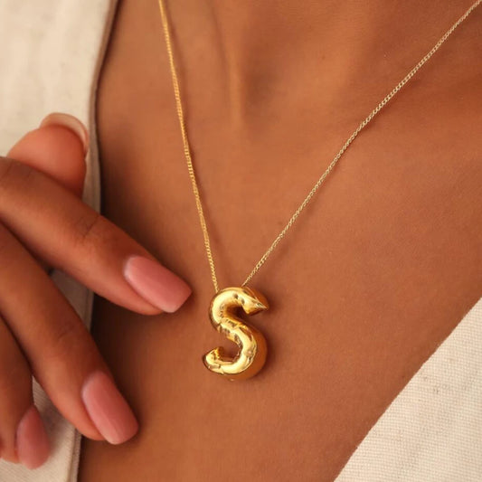 Balloon Bubble Bliss Initial Necklace (Gold or Silver)