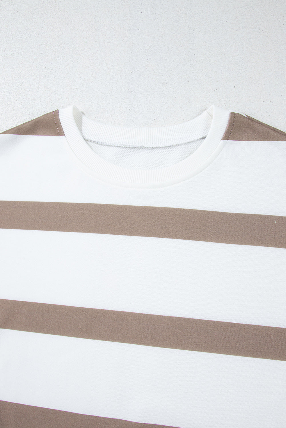 Beige Striped Drop Shoulder Pullover and Jogger Pants Set