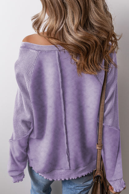 Oversized Waffle Sweatshirt (Purple)