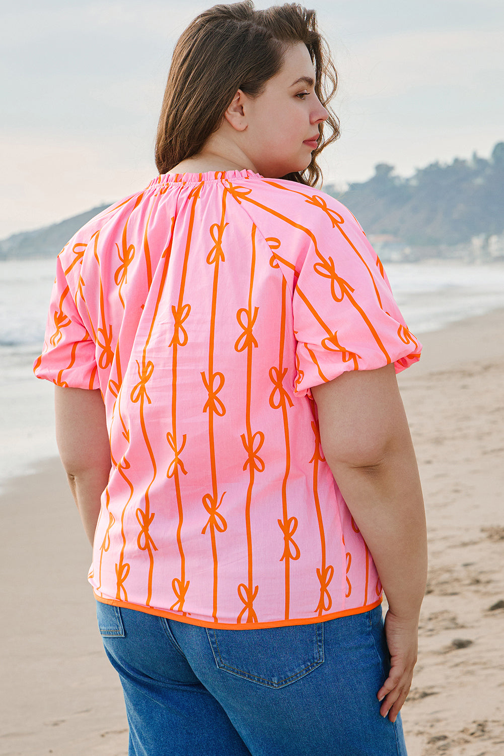 Pink Peach Bow Bliss Top (Plus)