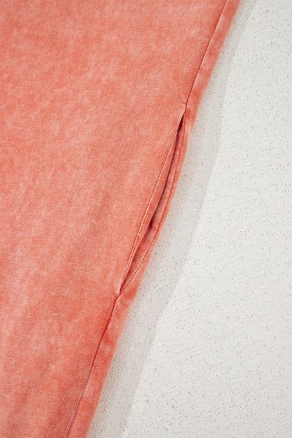 Mineral Wash Pocket Shirt Long Dress (Orange)
